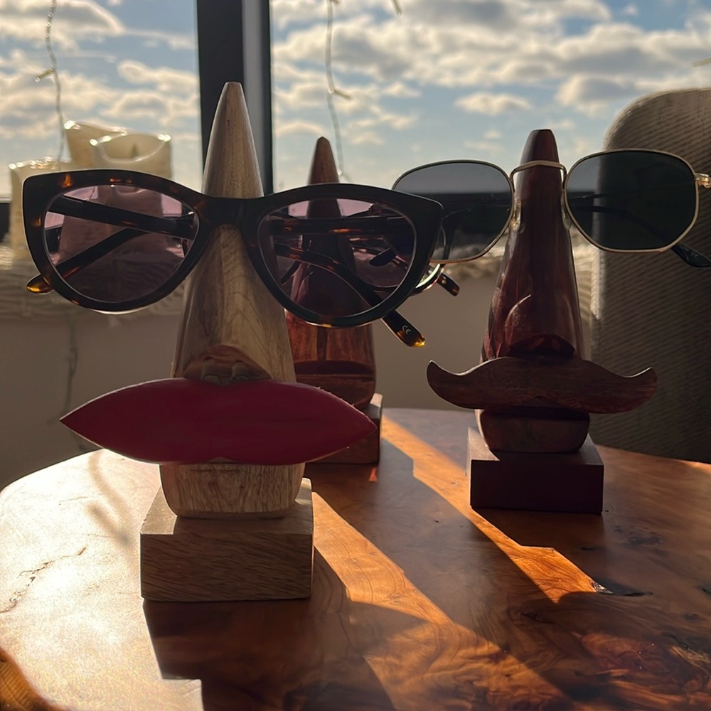 Cute Wooden Glasses Holders! Red Lips, Mustache & Regular